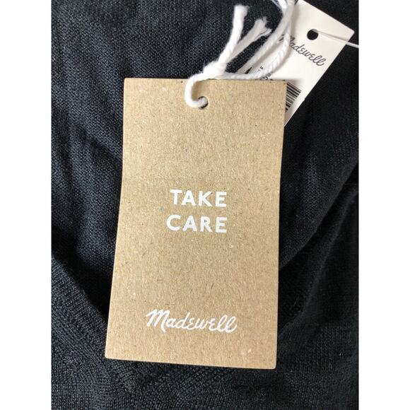 Madewell Sweater Merino Wool-Silk Blend V-Neck Long Sleeve True Black NWT Medium - Picture 6 of 8